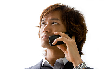 Image showing Asian business man and phone