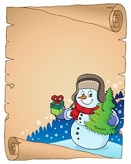 Image showing Christmas snowman subject parchment 3