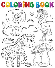 Image showing Coloring book African nature theme set 3