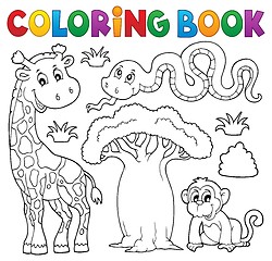 Image showing Coloring book African nature theme set 1