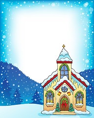 Image showing Christmas church building theme frame 1