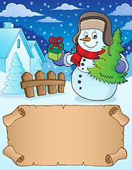 Image showing Small parchment and Christmas snowman 1