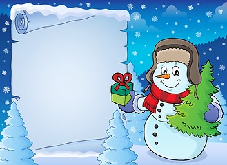 Image showing Christmas snowman subject parchment 2