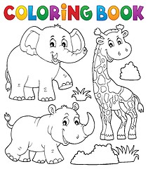 Image showing Coloring book African nature theme set 2