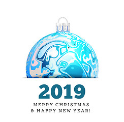 Image showing Christmas vector ball in the style of Marble Ink. 2019 Happy New Year
