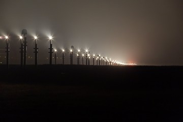 Image showing Runway lights at night