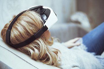 Image showing Woman wearing Virtual reality headset