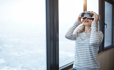 Image showing Woman wearing Virtual reality headset