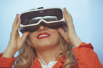 Image showing Woman wearing Virtual reality headset