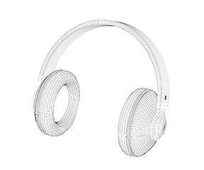 Image showing 3D wire-frame model of over-ear headphones