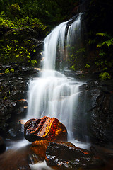 Image showing Tranquil waterfall idyllic Blue Mountains