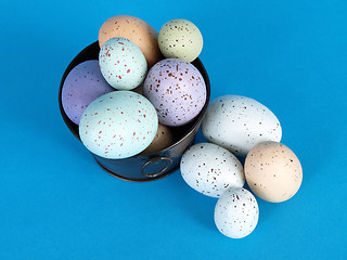 Image showing Speckled Eggs on Blue