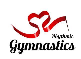 Image showing Ribbon for rhythmic gymnastics in the shape of a heart. Vector illustration on white