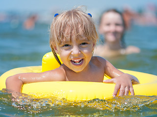 Image showing Little girl in sea 