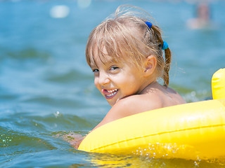 Image showing Little girl in sea 