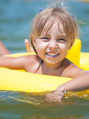 Image showing Little girl in sea 