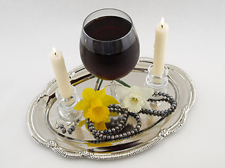 Image showing Wine and Candle Celebration