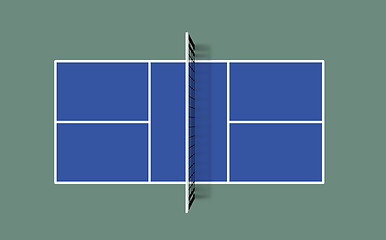Image showing Pickleball field. Top view vector illustration with grid and shadow