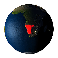 Image showing Namibia in red on Earth isolated on white