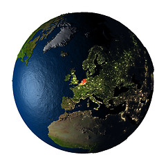 Image showing Netherlands in red on Earth isolated on white