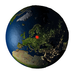 Image showing Lithuania in red on Earth isolated on white