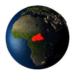 Image showing Central Africa in red on Earth isolated on white