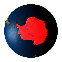 Image showing Antarctica in red on Earth isolated on white