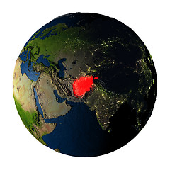 Image showing Afghanistan in red on Earth isolated on white