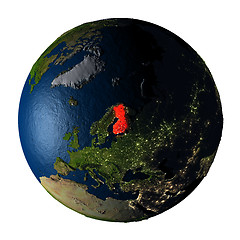 Image showing Finland in red on Earth isolated on white