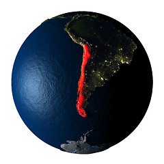 Image showing Chile in red on Earth isolated on white