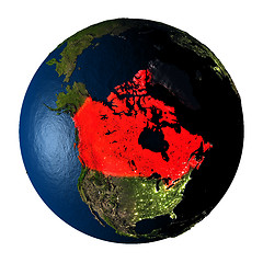 Image showing Canada in red on Earth isolated on white