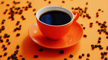 Image showing Cup of coffee surrounded by beans