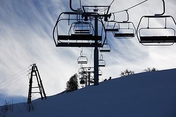 Image showing Skiing lift in the ALps