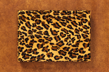 Image showing Storage box with leopard print on leather background