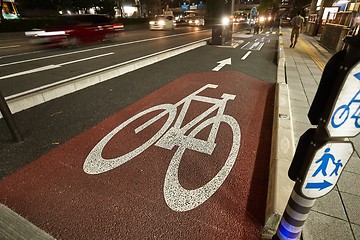 Image showing Bicycle lane in a city