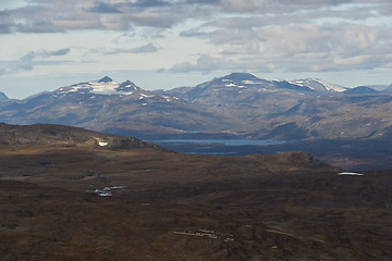 Image showing Landscape as seen from Mount Njulla (Nuolja). Northern Sweden