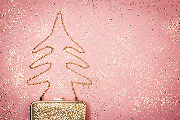 Image showing Fashion Christmas tree on glitter pink background