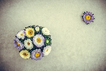 Image showing Bouquet of asters retro style