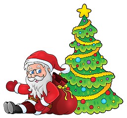 Image showing Santa Claus by Christmas tree theme 1
