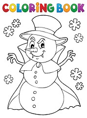 Image showing Coloring book vampire snowman theme 1