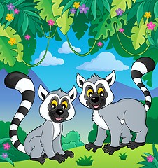 Image showing Two happy lemurs image 1