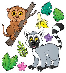 Image showing Tarsier and lemur theme set 1