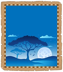 Image showing Parchment with savannah night scenery