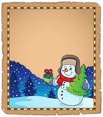 Image showing Christmas snowman subject parchment 4