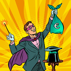 Image showing Magician with euro money