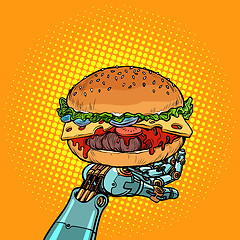 Image showing Burger on a robot arm