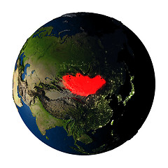 Image showing Mongolia in red on Earth isolated on white