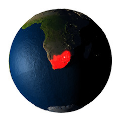 Image showing South Africa in red on Earth isolated on white