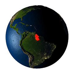 Image showing Guyana in red on Earth isolated on white