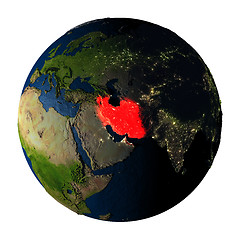 Image showing Iran in red on Earth isolated on white